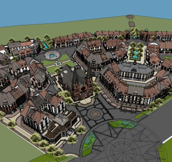 北欧旅游小镇su模型下载